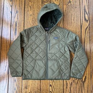 Patagonia Women’s Diamond Quilted Bomber Hoody Jacket Basin Green Size M
